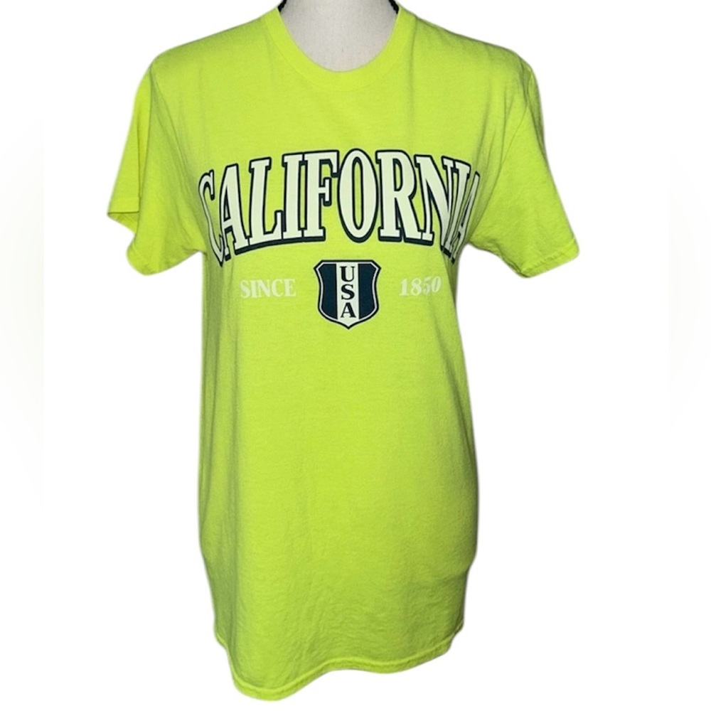 Delta Pro Weight Size Small Neon Yellow T-Shirt Graphic California